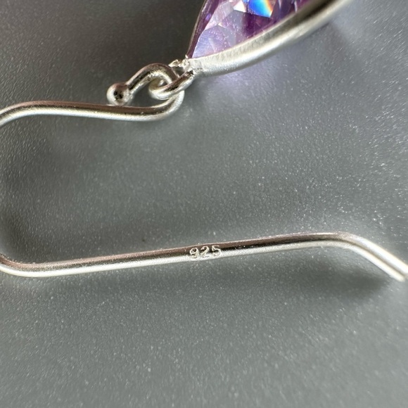 Sterling Silver Crystal Gemstone Drop Earrings - Picture 7 of 14